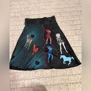 Desigual Black A-Line Skirt with Colorful Figures